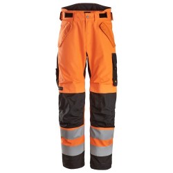 6630 Pantalones largos de trabajo impermeables de alta visibilidad clase 2 acolchados con doble capa 37.5® naranja / negro