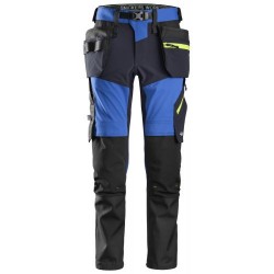 6940 Pantalones largos de trabajo elásticos FlexiWork Softshell Slim Fit bolsillos flotantes azul verdadero/ azul marino